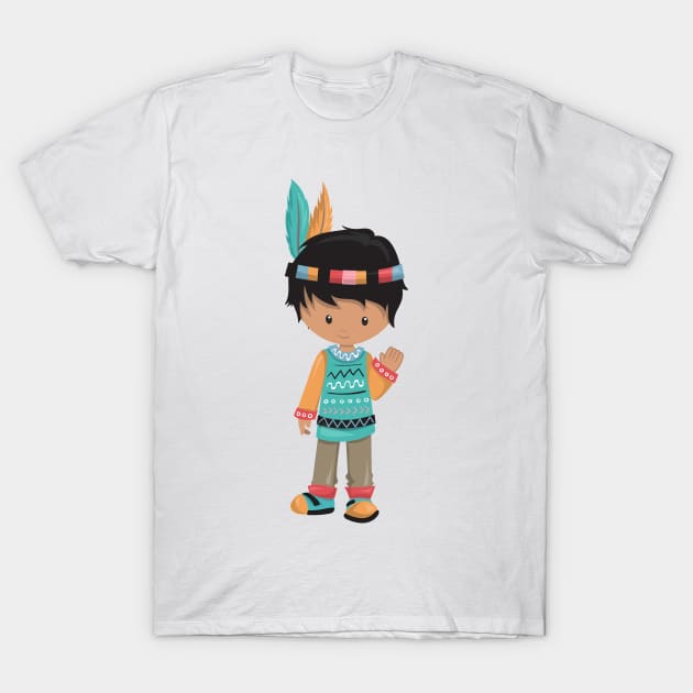 Native American Boy, Cute Boy, Black Hair T-Shirt by Jelena Dunčević